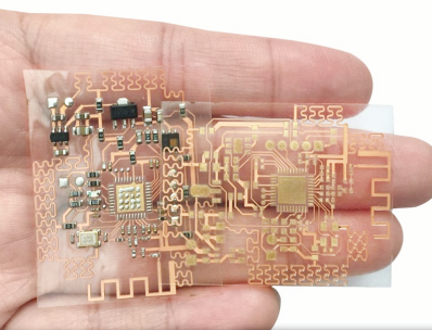 Ultra-thin, transparent, and flexible circuit membrane on a human palm