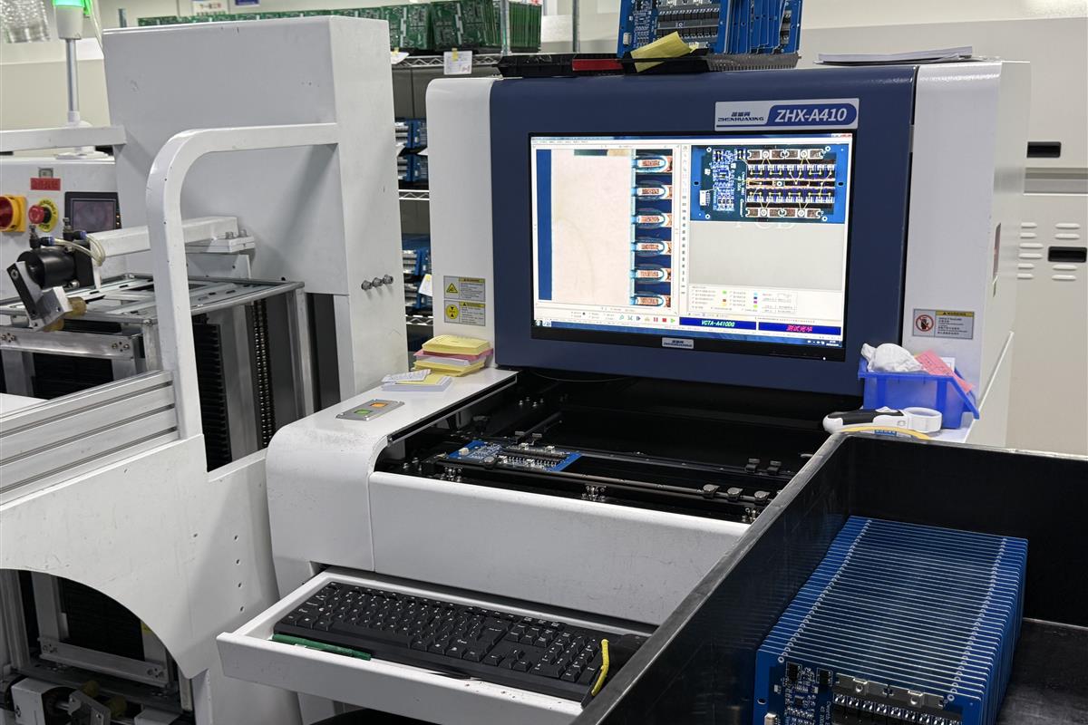 Automated optical inspection equipment in a PCB assembly factory