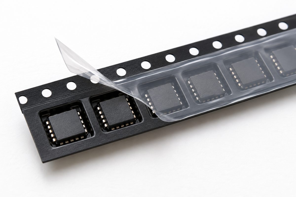 Conceptual electronic component receiving review with reel labels and BOM records