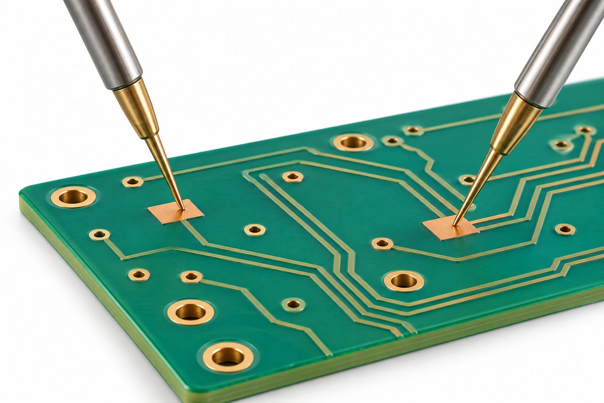Conceptual moving-probe access to PCB test points