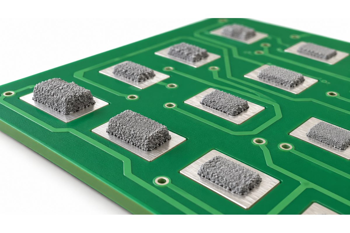 Conceptual solder paste deposit review for a QFN exposed pad