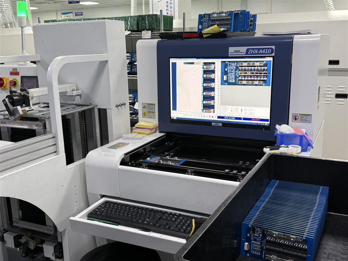 Factory automated optical inspection equipment checking assembled printed circuit boards